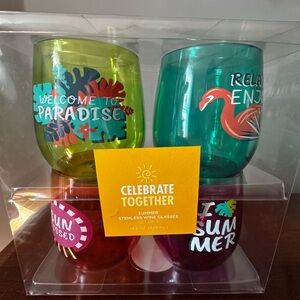 Tropical Stemless Wine Glasses Set